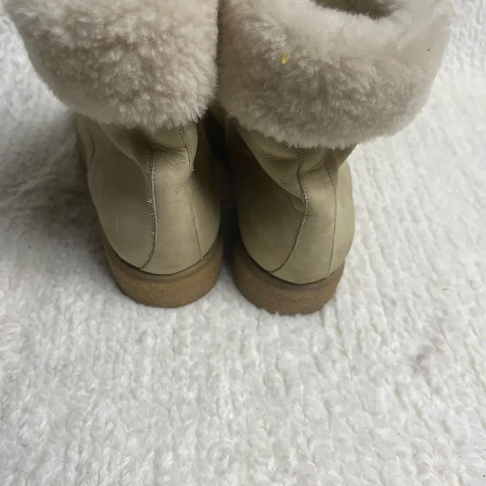 Vic Matié leather nubuck Khaki lace up Boots Shearling-Lined EUR SZ38